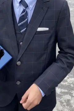 卒業式　結婚式　ネイビー　フォーマルスーツ サイズ160 フルセット