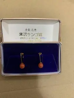 未使用土佐名產　米沢サンゴ店　高知サンゴ工房　レディース　イヤリング　天然赤珊瑚