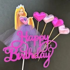ケーキトッパー　ラプンツェル　プリンセス　誕生日　飾り　ドレス　ディズニー