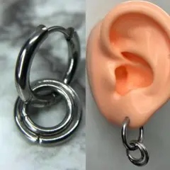 フープ ピアス 18g サークル 円 シルバー 片耳