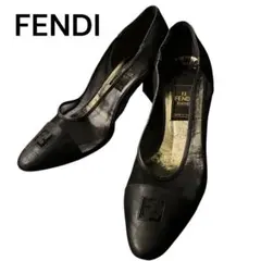 FENDI ブラック　メッシュ　パンプス　レザー ポインテッドトゥ ハイヒール