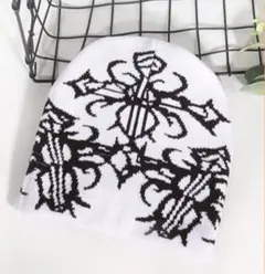 ニットビーニー 十字架　クロス柄　Y2K 地雷系 サブカル ストリート