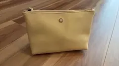 【BVLGARI ブルガリ】イエローポーチ 合成皮革 ゴールドファスナー