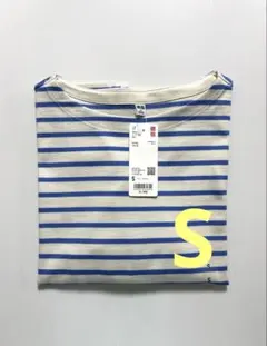 《新品タグ付》 UNIQLO ボーダーT 長袖 64 青 S 綿 ①