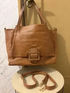 FIRANO 2WAY ショルダーバッグ ハンドバッグ ブラウン