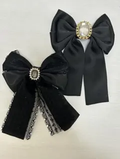 黒リボン　バレッタ2点セット　地雷系