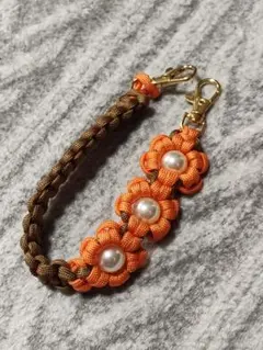 パラコードハンドストラップ フラワーデザイン スマホショルダーストラップ