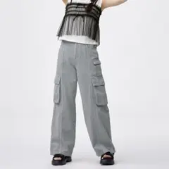 GUジーユー GIRLSセンターシームワイドカーゴ パンツJR 160 グレー