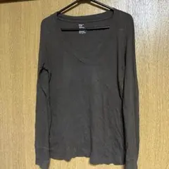 Gap M ダークブラウン Vネック長袖Tシャツ