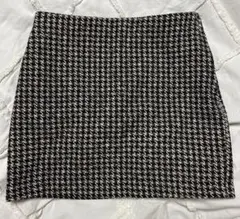 H&M ミニスカート ブラック／千鳥格子柄