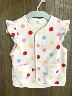 【最安値！】スリーパー　カラフル水玉フリースベスト　ピンク　80cm