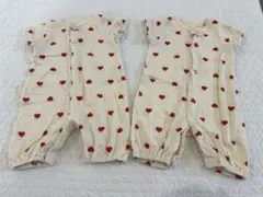 カバーオール　ハート柄　2枚セット　５０-60サイズ