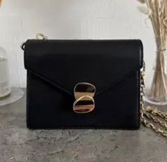 ショルダーバッグ ブラック＊斜めがけ ハンドバッグ ミニバッグ 黒 ゴールド金具