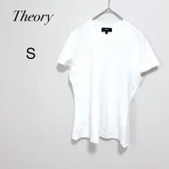 【セオリー】ペプラム風 半袖リブニット 白 S 上品きれいめ オフィス 通勤のサムネイル