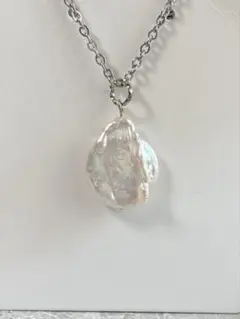 淡水パール　コイン　ネックレス　ホワイト系