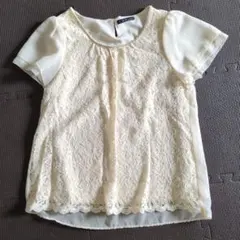 美品☆C.D.S Basic 半袖 レースブラウス アイボリー Mのサムネイル