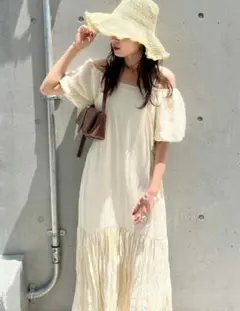 【新品】kastane ギャザーバルーン袖付きワンピース