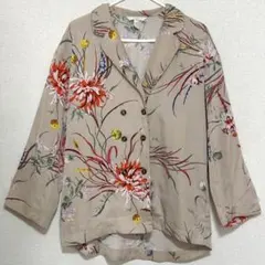 美品　H&M エイチアンドエム　花柄　花　春　薄手　ピンクジャケット　XS