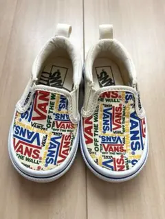 美品 VANS スニーカー スリッポン 総ロゴ ベビー キッズ 14センチ