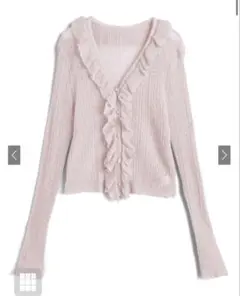 GRL シアーフリルVネックリブカーディガンat2557