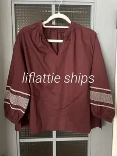 liflattie ships秋色のボルドー Vネックシャツ 長袖 Mのサムネイル