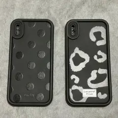 iPhoneXS MAX スマホケース 2点セット ドット柄 レオパード柄