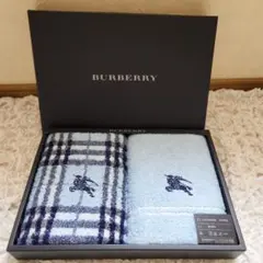新品未使用★BURBERRY フェイスタオル2枚セット ブルー 34x75cm