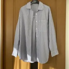 ジーユー GU ストライプシャツ　M 青×白