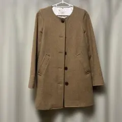 PAGEBOY ノーカラーコート 브라운