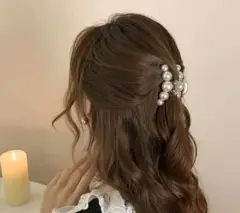 フェイクパール クリア ヘアクリップ シンプル 上品 清楚 アクセサリー
