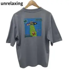 unrelaxing オーバーサイズTシャツ グレー　バックプリント　半袖