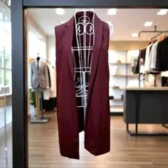 【美品】COMME CA ISM ロングジレ / ベスト ボルドー M