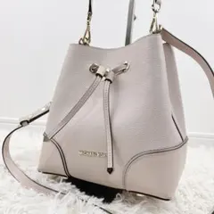 美品✨マイケルコース レザー巾着ショルダーバッグ ピンクベージュ　2way