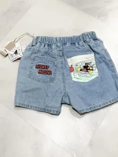 新品タグ付きlittc リトシーミッキーマウス デニムハーフパンツ 110cm