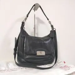 【美品】COACH クリスティン レザー ホーボー 2wayショルダーバッグ 黒