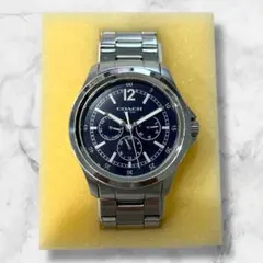 COACH メンズ腕時計 ネイビー×シルバー クロノグラフ 電池切れ 付属品あり