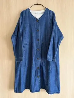 sun valley コットン甘織デニムノーカラーコート M