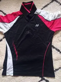 YONEX ハーフジップポロシャツ 黒/ピンク/白