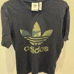 adidas アディダス ロゴTシャツ　 ブラックxカモ XS
