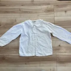 ホワイトフリル襟長袖シャツ