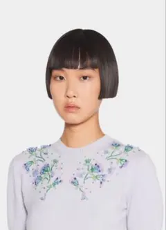 美品】miu miuミュウミュウ イタリア製 ドット柄五分袖コットンニットM