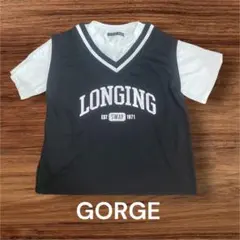 GORGE ゴージ 重ね着風 半袖Tシャツ ブラック ホワイト ティーンズのサムネイル
