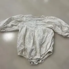 ホワイト コットンロンパース 長袖