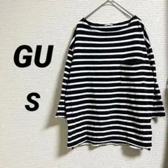 【GU ジーユー】 メンズ ボーダーTシャツ S ユニセックス 春 ゆったり