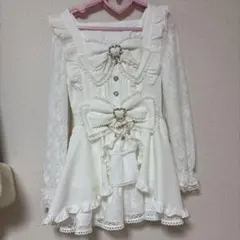 LIZLISAフロントカシュクールBIGリボンセットアップ長袖白❣️大セール中❣️