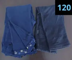 120　２枚セットベルメゾン　エルサ ネイビー スパッツ　ブラック７部スパッツ