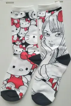 伊藤潤二×サンリオキャラクターズ 靴下 ギャル富江×ハローキティ