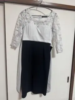 レース袖タイトドレス ホワイト・ブラック