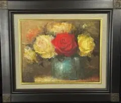 林武「薔薇」リトグラフ 2/200 額装 直筆サイン・印章有 石版画 - メルカリ