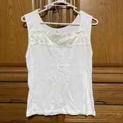 タンクトップ ホワイト フリル レース ３Ｌ